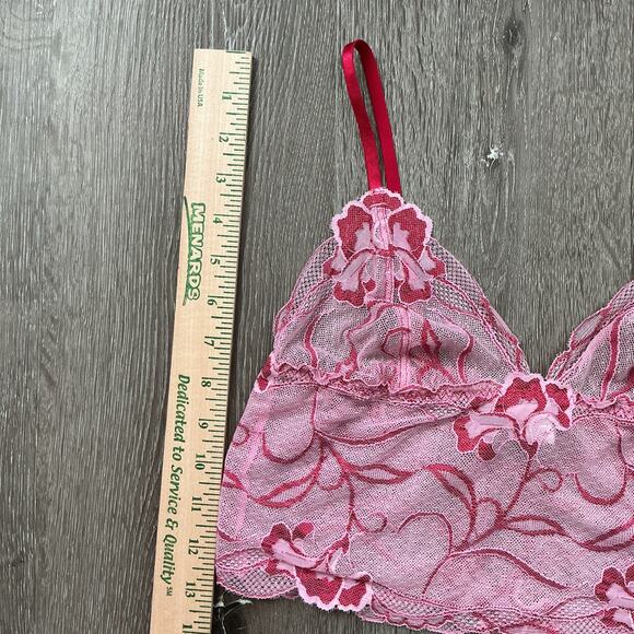 Vintage DKNY Lace Crop Cami Bralette Top Y2K Pink Medium - Picture 3 of 8